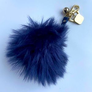 Navy Blue Fluff Ball Keychain